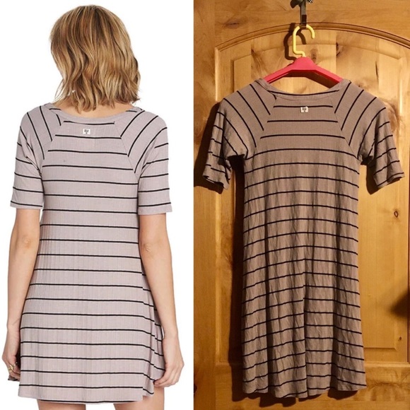BILLABONG Hide Away Stone Gray Black Stripe Dress $49.95 EUC XS Style# JD01SBHI - Picture 3 of 11